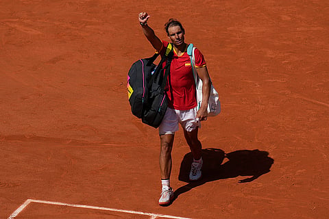 Rafael Nadal leaves after losing to Novak Djokovic